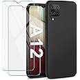SOGUDE Cover per Samsung Galaxy A12/ M12 Custodia, [2 PCS] Pellicola Protettiva in Vetro Temperato + Case Morbida Silicone So