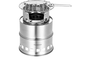 TOMSHOO Camping Stove/Backpacking Stove Portable Folding Windproof Wood Burning Stove Compact Stainless Steel Alcohol Stove Outdoor Camping Hiking Backpacking Picnic BBQ