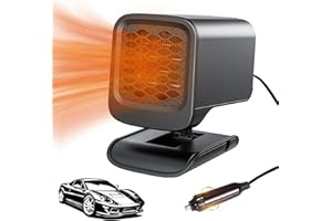 autozen car heater 12v, 2 in 1 car windscreen heater 200w car winter kit 360° rotation for vehicles quick heating, black