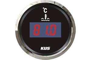 KUS Digital Water Temperature Display 25-120°C with Backlight 12V/24V 52mm (2") (Black)
