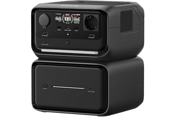 EF EcoFlow River 3 Max Plus (RIVER 3 Plus & EB600) Station électrique portable, batterie LFP de 858 Wh, sortie 1200 W, UPS < 10 ms, connexion sans fil, générateur solaire pour camping et camping-car
