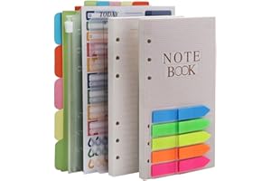 HXRTANGS Set di Ricariche di Carta Formato A6, 2 Pacchi di Carta, 2 Pacchi di Divisori, 2 Pacchi di Schede Indice, Adesivi per Agenda, 2 Pacchi di Tasche da Legante, uno Righello Segnalibro, Lineari