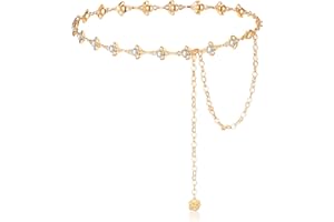 BENCAILOR Chain Belt for Women Long Waist Belts for Dress Crystal Waist Belt Rhinestone Wide Womens Belt for Belly Body Costume Jewelry