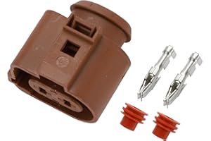 Partuto 2 Pin Rear Electric Parking Brake Connector Plug No.3B0973752A - Auto-Weiblicher Draht-Terminalstecker - für VW Kunststoff Rot - 1 Satz