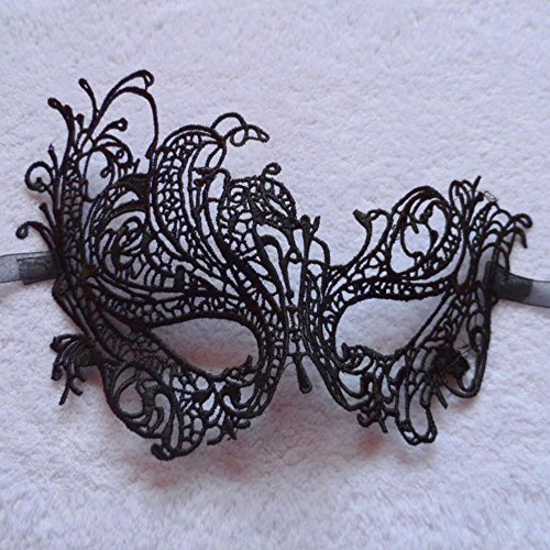 German Trendseller® - Schwarze Spitze Augenmaske Amore Maskerade Venezianische Maske Abendkleid Tanz