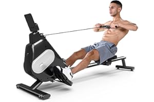Jupgod Rowing Machine, Magnetic Rowing Machines for Home Gym with 16 Levels Resistance, Real Weight Caoacity 160 KG, Full-Body Workout, Extra-Long Rail