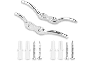 UBRAVE 4.3 Inch 2 Pcs Flag Pole Cleat,Marine Stainless Steel Flagpole Rope Cleat Hook,Silver Flagpole Halyard Rope Cleat Hook,with Mounting Screws,Boat Mooring Accessories for Boats Yachts, Flagpole