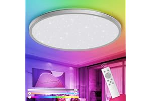 YIKANWEN Plafoniera LED Soffitto 24W 3200LM, Lampada LED Soffitto Moderna a 13 Colori, Plafoniera Bagno IP54 Impermeabile, Lampadario con Telecomando per Camera, Cucina, Soggiorno, Balcone, Ø29,5cm
