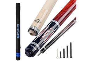 KONLLEN Kit de Taco de Billar con 3 Cojines para Carambola con Estuche (142 cm, Punta de 12 mm, Pasador Radial, Cono Profesional de Carambola)