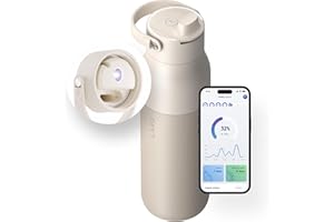LARQ Botella PureVis 2 1 Litro – Purificador de Agua UV Autolimpiante, Seguimiento de Hidratación por App, Pajita con Filtro, Asa Desmontable, Aislamiento de Doble Pared, Mojave Dune