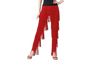 SEAUR Damskie spodnie z frędzlami latynoskie spodnie do tańca z frędzlami spodnie do tańca salsy balowej tango salsa rumba Cha Cha Samba - S M L XXL 3XL 4XL