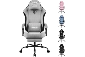 SITMOD Silla Gaming Ergonómica, Silla Oficina de Tela con Cojín de Muelles Ensacados y Reposapiés, Gaming Chair Sillas de Ordenador con Soporte Lumbar, Reposacabezas, Capacidad de 150 kg