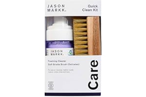 Jason Markk Kit Quick Clean, Kit Nettoyage Chaussure, Avec une brosse à chaussures et un nettoyant moussant, Nettoyant pour baskets en cuir, daim, nubuck, toile, coton et plus encore