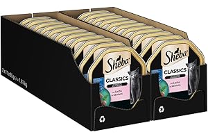 Sheba Classics in Pate - Cat Food Pate with Fine Pieces - Salmon - 22 x 85 g