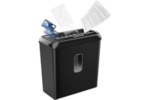 SINCHEREU Distruggi Documenti a 6 Fogli, Taglio Incrociato P-4, Distruzione Granulare, Distruzione Carte di Credito/CD, Cestino di Raccolta da 11 Litri, Protezione Termica, Per Casa e Ufficio