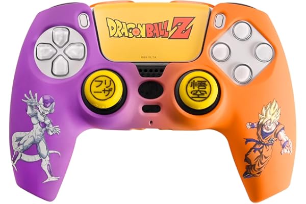 FRTEC - Dragon Ball Z Combo Pack, Coque Rigide + Grips + Sticker pour PS5 DualSense, Goku et Freezer