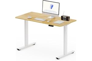 FLEXISPOT ONE PIECE Electric Standing Desk Height Adjustable Sit Stand Up Desk Adjustable Desk for Home Office (100 * 60cm White Frame+ Maple Desktop)