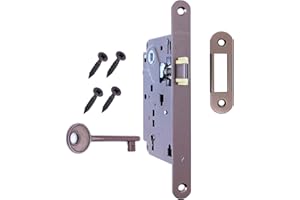 GAMOBIFER AGB - Serratura Porta Interna Serie CENTRO. (Fr. 22x196, In. 90, En. 50, Qu. 8., SCROCCO CHIAVE, BRONZATO VERNICIATO)