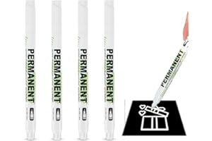 DEWFIGS ㅤ 4 permanentne białe markery, białe markery Indelebile, akrylowe permanentne, biały filcowy filc do drewna, metalu, tworzywa sztucznego, skóry, kamienia, ceramiki, narzędzia do rysowania i