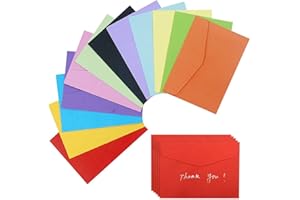 DISINO 60Pcs Sobres Regalo, Sobres de Colores de 4.6 x 3.33 Pulgadas Mini Sobres Encantadores para Navidad, Acción de Gracias, Bodas, Suministros para Fiestas de Cumpleaños, y Semillas (12 colores)