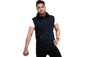 NOROZE Men's Sleeveless Sweatshirt Hoodie Casual Zip-Up Sweatshirt Drawstring Tank Top S-4XL