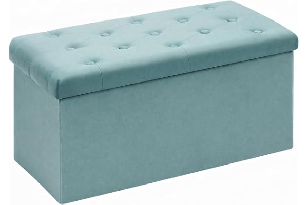 Bonlife bänk sammetsförvaringslåda med lock sitsstöd med förvaringsutrymme tygförvaringsutrymme hopfällbar fotpall sammetsduk, grön, 80 x 40 x 40 cm ...