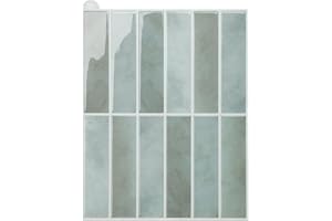 ‎WOSTICK WoStick Green Wall Tiles, Self-Adhesive, 3D Peel and Stick Tiles for the Kitchen, Easy to Clean, Self-Adhesive Tiles Kitchen for Home Decoration and Renovation, 28 x 22 cm, 10 Sheets