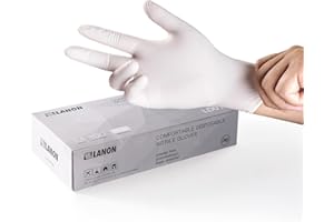 LANON 3 Mil Nitrile Gloves, Disposable Gloves, Food Safe, Silicone Free, Powder Free, Latex Free, White, Pack of 100, M
