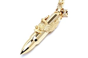 Schmuck-Checker Edelstahl Anhänger Patrone Adler Kreuz Skorpion Munition Bullet Gold + 60cm Königskette Halskette Bikerschmuck
