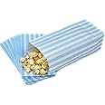 Pick n Mix Popcorn Sweet Candy Stripe Paper Bags Blue & White 4" x 9.5" x 3" - Pack of 25