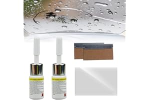 TUKNON Kit Reparation Pare Brise,Outil Réparation Pare-Brise,Liquide Réparation Verre,Kit Réparation Verre,Reparation Fissure Verre,pour Fissures,Yeux Taureau,Fissures en Forme D'étoile,2 PCS,Blanc