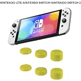 DOBE Nintendo Switch OLED ve Switch 2 ile Uyumlu Y&uuml;kselticili Analog Silikon Koruyucu Seti, Sarı