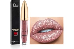 HIKAKA 18 Colours Diamond Shiny Long-Lasting Lipstick, 3D Shining Stars Pearlescent Lip Gloss, Shimmer Metallic Texture Liquid, Long-Lasting Lip Gloss, Waterproof Durable Not Stick Cup (07)