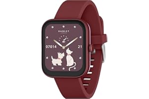 RADLEY Series 32 Smart Watch for Women with Bluetooth Call, Health Fitness Tracker, 1.80”, Heart Rate, Sleep tracking, Berry Silicone Strap, IP68 Waterproof