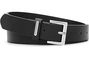 WHIPPY Women Leather Belt for Jeans Dresses Trousers Fashion Casual Belt with Silver Square Buckle