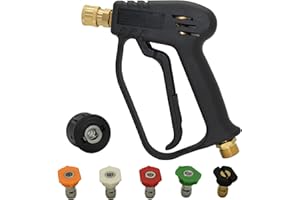 DANCINGBOAR Pistola per Idropulitrice ad Alta Pressione, 5000PSI Pistola per Schiuma per Idropulitrice con 5 Ugelli di Spruzzatura, M22 14MM al Connettore Rapido per Karcher Tubo Lavaggio Auto