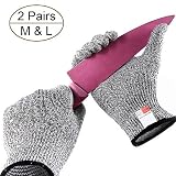 Gants de Travail résistants aux coupures Niveau 5 Gants de sécurité pour Homme Gants Anti-coupures pour Cuisine Boucher Travail extérieur 2 Paires (Taille M et L)