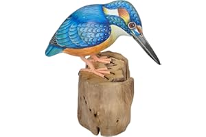 Purity Style Pájaro de madera tallado a mano (martín pescador)