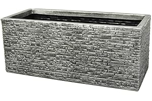"Strata GN576 Slate Lightweight Garden Planter Trough - Durable, Stylish, and Weather-Resistant Plant Pot- Ideal for Your Outdoor Space (60 x 25 x 25.5cm)"