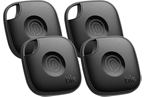 Tile by Life360 Mate - lokalizator Bluetooth do znajdowania kluczy, torebek i innych rzeczy. Znajdowanie telefonu. Zgodność: iOS i Android. 4 szt. (czarny)