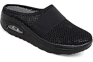 ZEYSTD Casual Air Cushion Slippers Slip-On Walking Breathable Mesh Sandals, Orthopedic Shoes for Women Non-Slip Mule Casual Clogs