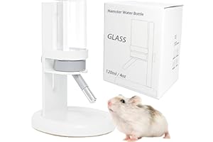 Marchul Hamster Water Bottle for Glass Tank, Guinea Pig Water Bottle with Stand/Holder Adjustable, No Drip Small Animal Water Bottles for Hamsters Leak-Proof (White, 120ml)