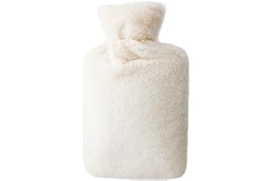URBZUE Borsa Acqua Calda 1,8L, Borsa con Peluche Morbida Copertura, Riutilizzabile, Boule Acqua Calda per Alleviare il Dolore, Schiena, Collo e Spalle, Regalo per Ringraziamento, Natale, San Valentino