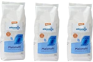 Spielberger Mühle Bio Maismehl, für Brot, Brötchen, Tortillas, demeter, 3 x 500g