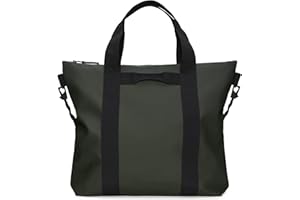 RAINS Tote Bag - Sac à bandoulière noir imperméable minimaliste pour homme et femme - Sac polyvalent pour ordinateur portable pour le travail, les voyages, le shopping et une utilisation quotidienne