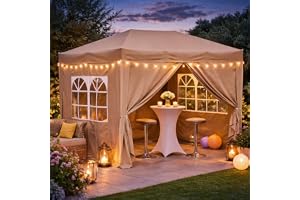 QUICK STAR popup-pavillon 2 x 3 m beige med 4 lättrörliga sidoväggar 2 med dragkedjor