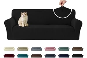 Ystyle Housse de Canapé 3 Places(180-230cm) avec Accoudoirs, Universelle Couvre Canapé Extensible, Sofa Cover Lavable Antidérapante, Housses Meubles Protection pour Chiens et Chats, Noir