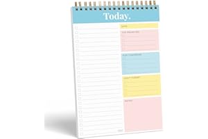 SWEETZER & ORANGE S&O Daily Planner Notepad for Productivity - 52 Page Office To Do List - Undated Coiled Note Paper Organizer - Spiral Desk Notebook Perfect for Setting Goals, Task Planning and Organisation- TURQUOISE
