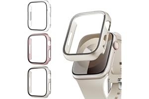 Lovmunia 3-Stück Schutzhülle mit Displayschutzfolie Kompatibel mit Apple Watch SE/6/5/4 44mm, Rundum Ultradünne Hard Gehäuse Eingebaut Kratzfest Gehärtetes Glas Schutzfolie für iWatch 44mm