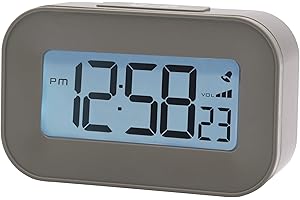 Acctim Kyle Digital Alarm Clock, Desk Clock, LCD Digital Display with White Backlight, Snooze Function, Volume Control (Jeep Grey)